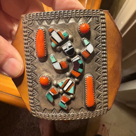 Ketoh cuff rainbow dancer with genuine Native American stones. - Picture 5 of 8